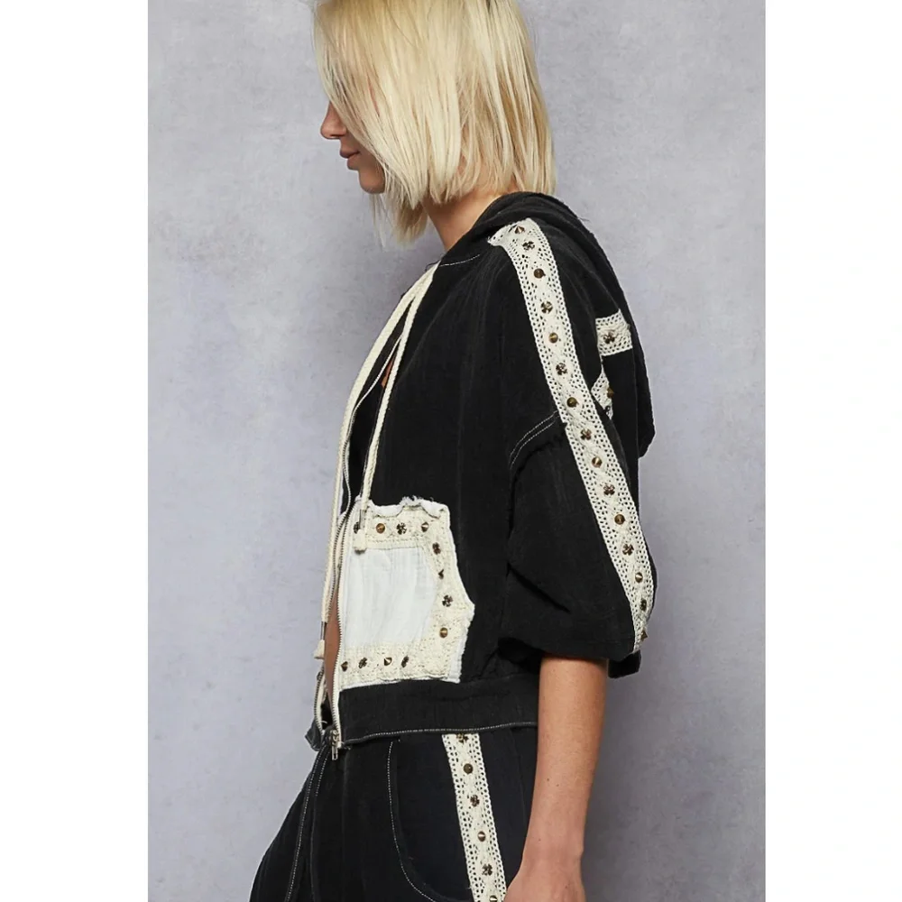 POL Black Gauze Jacket & Jogger Pants Set - Picture 3 of 9